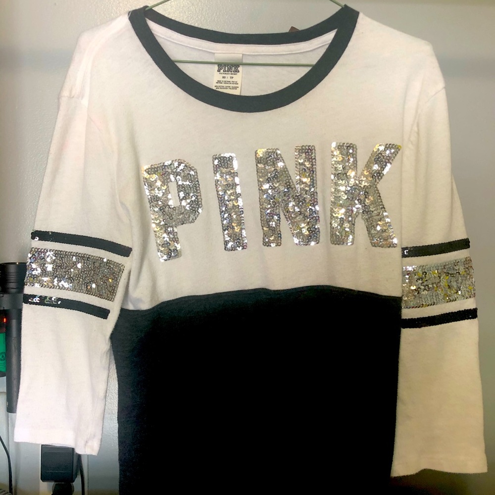 Victoria secret PINK quarter sleeve top glitter